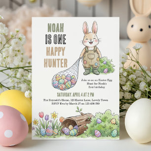 One Happy Hunter Easter Themed First Birthday Invitation
