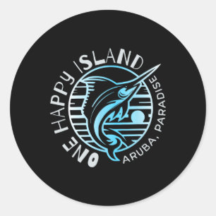 One Happy Island Aru Shirt Sail Fish Fishing Typog Classic Round Sticker