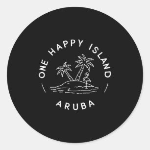 One Happy Island Aruba Souvenir Summer Vacation Ma Classic Round Sticker