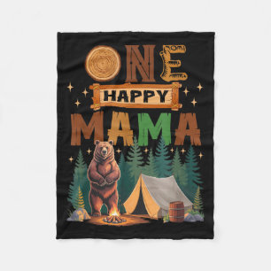 One Happy Mama Camper 1st Birthday Camng Bear Fleece Blanket