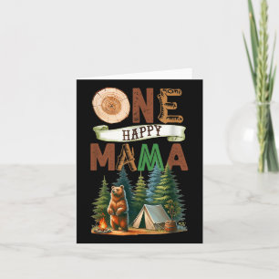 One Happy Mama Camper First Birthday Camping Bear  Card