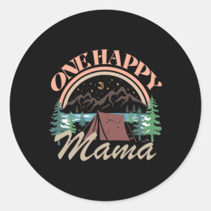 One Happy Mama First Birthday Camping Adventure Pa Classic Round Sticker