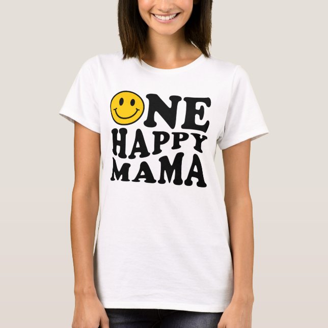 One Happy Mama Yellow Matching One Family Birthday T-Shirt (Front)