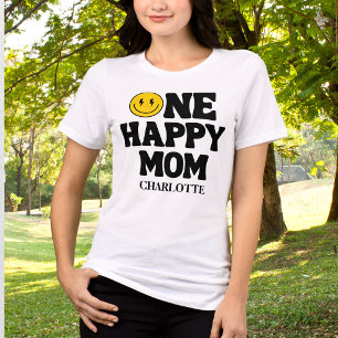 One Happy Mom Matching Birthday Tri-Blend Shirt