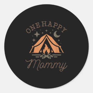 One happy mummy camper 1st birthday camping family classic round sticker