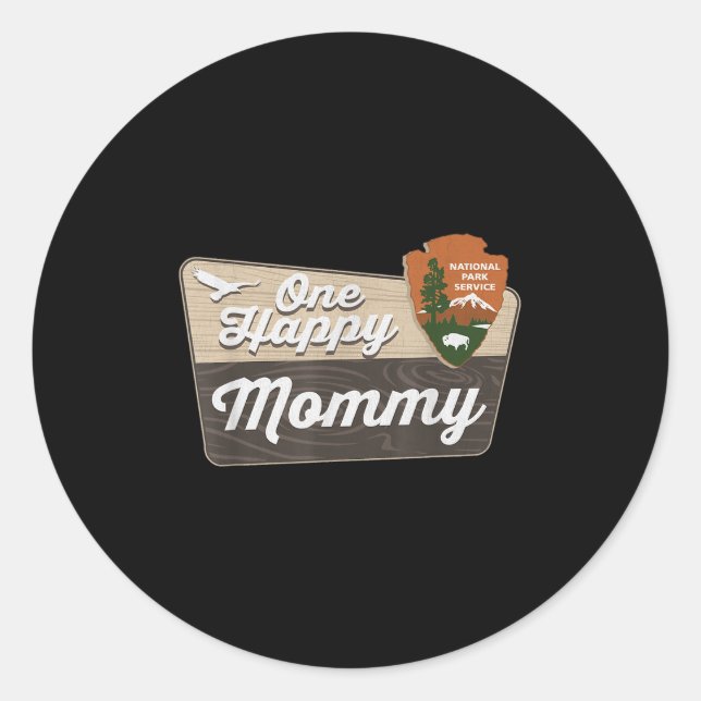 One Happy Mummy Camper Matching Birthday Decoratio Classic Round Sticker (Front)