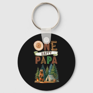 One Happy Papa Camper First Birthday Camping Bear Key Ring