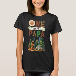 One Happy Papa Camper First Birthday Camping Bear  T-Shirt