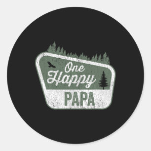 One Happy Papa Matching Family Birthday Party Camp Classic Round Sticker