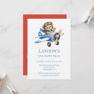 One Happy Pilot 1st. Boy’s Birthday Party Invitation