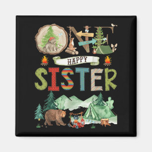 One Happy Sister Camper 1st Birthday Camng Bear  Magnet