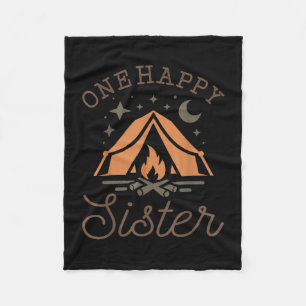 One happy sister camper 1st birthday camping fleece blanket