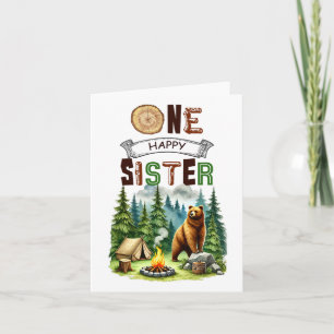 One Happy Sister Camper First Birthday Camping Bea Card