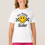 One Happy Sister Yellow Smile Birthday Matching T-Shirt<br><div class="desc">One happy sister yellow happy smile boy first birthday matching girl t-shirt.</div>