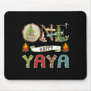 One Happy Yaya Camper 1st Birthday Camping Bear Mouse Pad
