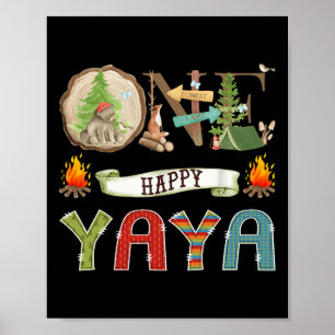 One Happy Yaya Camper 1st Birthday Camping Bear  Poster
