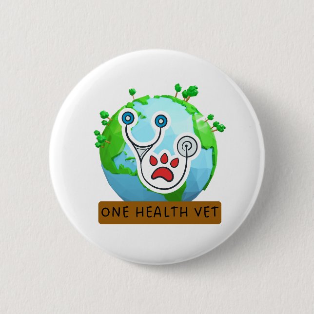 One Health Vet – Vet Global Health Animal Design 6 Cm Round Badge (Front)