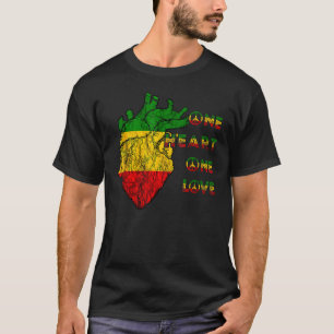 One Heart One Love Rasta Reggae Peace Rastafarian T-Shirt