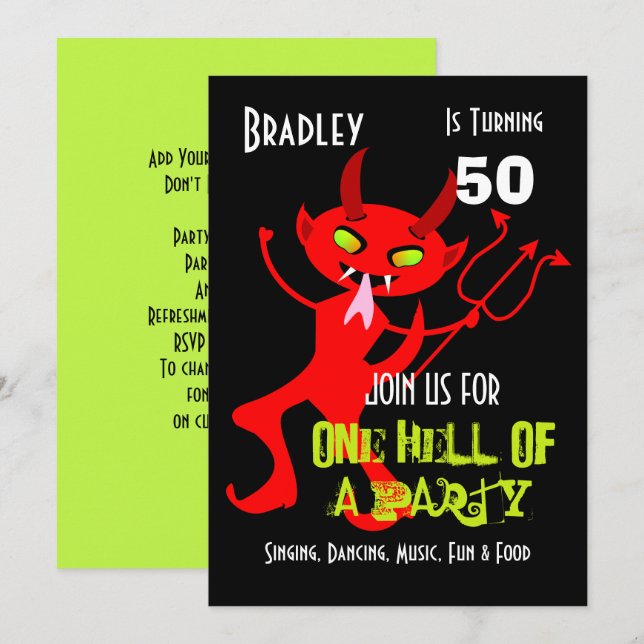 One Hell Of A Party Celebration Party Personalised Invitation (Front/Back)