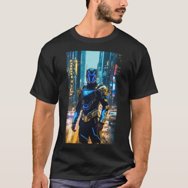  one hero rises above, guarding the city from the  T-Shirt (Front)