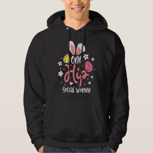 One Hip Social Worker Easter Bunny Ears School Soc Hoodie