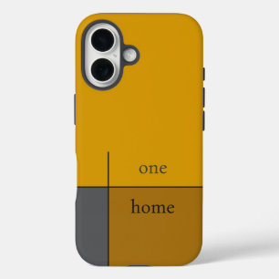 one home, golden brown abstract modern art iPhone 16 case
