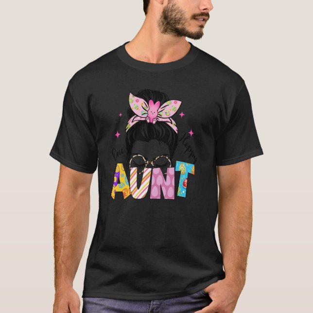 One Hoppy Aunt Happy Easter Day Easter Aunt T-Shirt (Front)