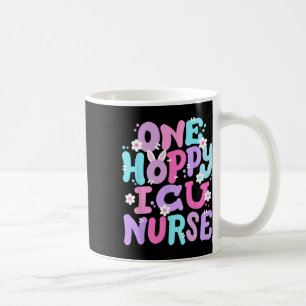 One Hoppy Icu Nurse Retro Groovy Happy Easter Bunn Coffee Mug