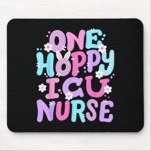 One Hoppy Icu Nurse Retro Groovy Happy Easter Bunn Mouse Pad