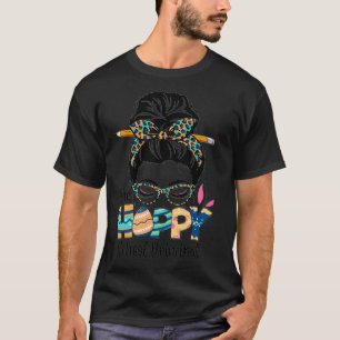 One Hoppy School Principal Messy Bun Teacher Easte T-Shirt