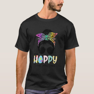 One Hoppy School Social Worker Messy Bun Teacher E T-Shirt