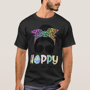 One Hoppy School Social Worker Messy Bun Teacher E T-Shirt