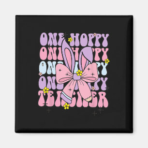 One Hoppy Teacher Retro Bunny Easter Teacher Appre Magnet