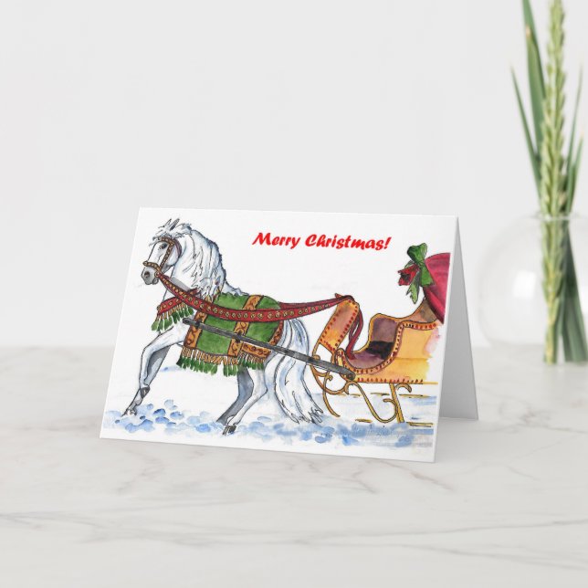 One Horse Open Sleigh Holiday Card (Front)