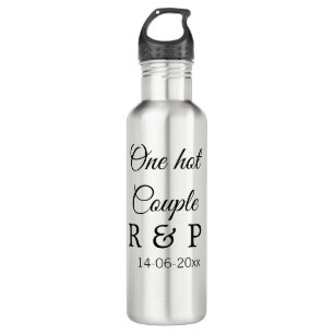 One hot add couple name initial letter text date 710 ml water bottle
