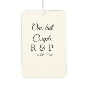 One hot add couple name initial letter text date car air freshener