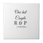 One hot add couple name initial letter text date ceramic tile<br><div class="desc">For lovers like us</div>