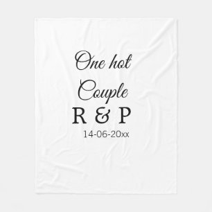 One hot add couple name initial letter text date fleece blanket