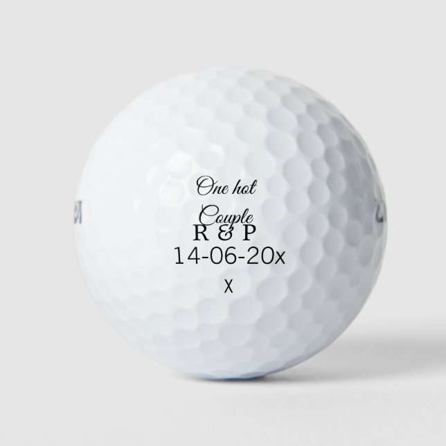 One hot add couple name initial letter text date golf balls (Front)