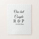 One hot add couple name initial letter text date jigsaw puzzle<br><div class="desc">For lovers like us</div>