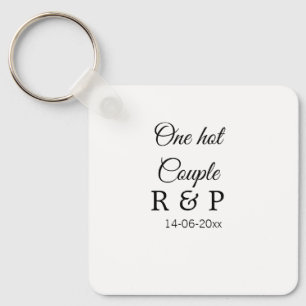 One hot add couple name initial letter text date key ring