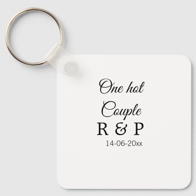 One hot add couple name initial letter text date key ring (Front)