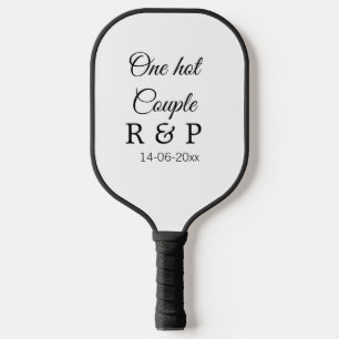 One hot add couple name initial letter text date pickleball paddle