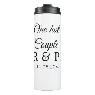 One hot add couple name initial letter text date thermal tumbler