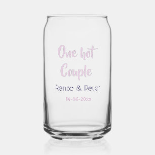One hot couple add name purple pastel retro modern can glass