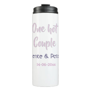 One hot couple add name purple pastel retro modern thermal tumbler