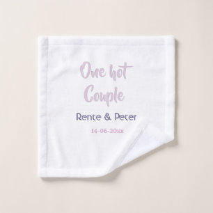 One hot couple add name purple pastel retro modern wash cloth