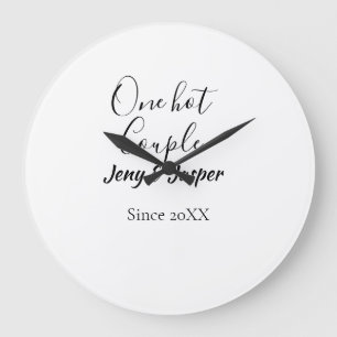 One hot couple add name since 20XX year date Large Clock