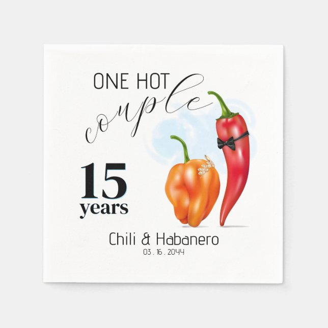 One Hot Couple Hot Pepper Wedding Anniversary Napkin (Front)