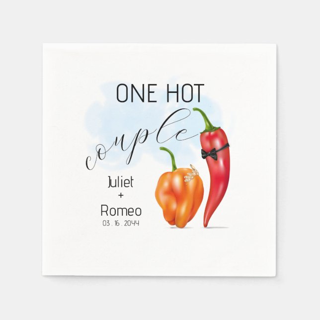 One Hot Couple Hot Pepper Wedding Napkin (Front)